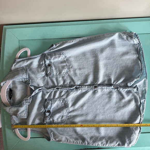 Buffalo David Bitton Blue Button Down Shirt Notched Collar S - Picture 7 of 11